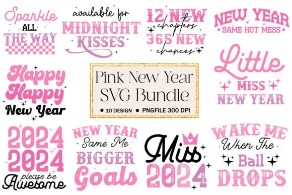 Pink New Year SVG Bundle Review