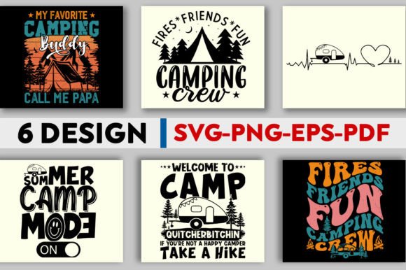 Trendy Camping Design Bundle PNG SVG EPS